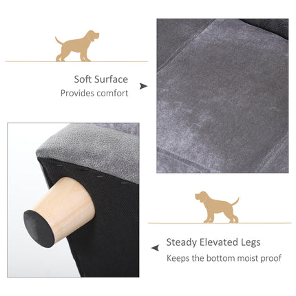 Elevated Dog Sofa Bed for Small Dogs with PU Cover, Soft Cushion & Anti-Slip Legs - Grey