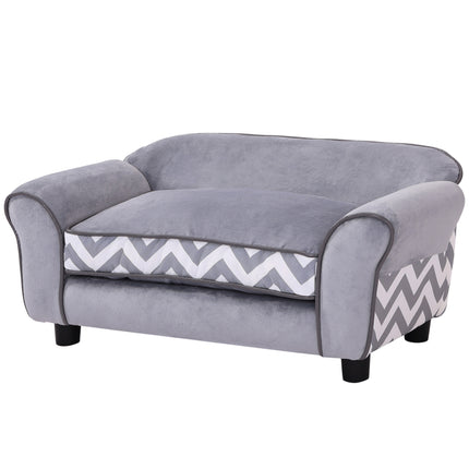 Dog Sofa Bed for XS-S Dogs with Soft Cushion, Washable Cover & Wooden Frame - Grey