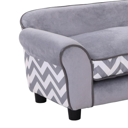 Dog Sofa Bed for XS-S Dogs with Soft Cushion, Washable Cover & Wooden Frame - Grey