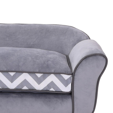 Dog Sofa Bed for XS-S Dogs with Soft Cushion, Washable Cover & Wooden Frame - Grey