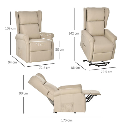 Electric Recliner Armchair with Remote Control for Elderly - Beige