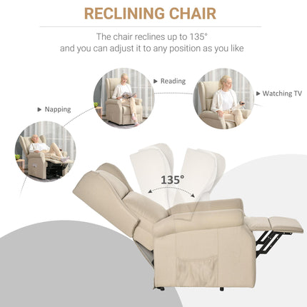 Electric Recliner Armchair with Remote Control for Elderly - Beige