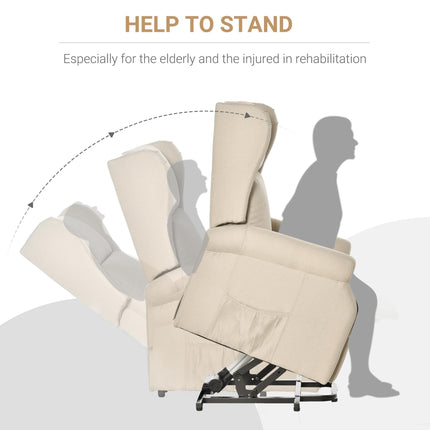 Electric Recliner Armchair with Remote Control for Elderly - Beige