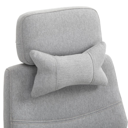 Home Office Recliner Chair with Manual Footrest, Adjustable Swivel Seat, 2 Pillows, Ergonomic Armrest - Grey