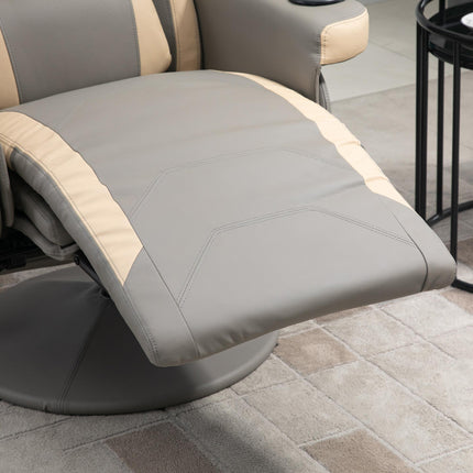Manual Recliner Armchair with Adjustable Footrest, 135° Recline & 360° Swivel - Grey