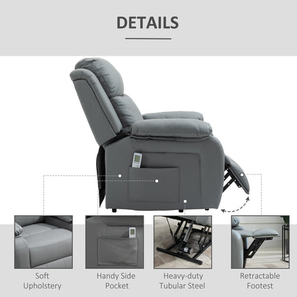 Power Lift Recliner Chair with 8-Point Massage and Remote Control - Grey Faux Leather