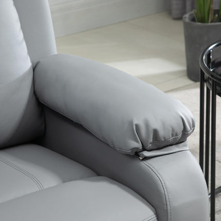 Power Lift Recliner Chair with 8-Point Massage and Remote Control - Grey Faux Leather