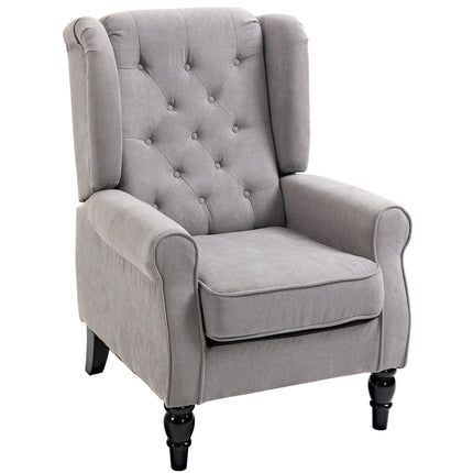 Retro Wingback Accent Chair with Button Tufting - Grey