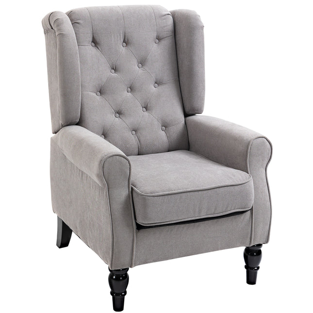 Retro Wingback Accent Chair with Button Tufting - Grey