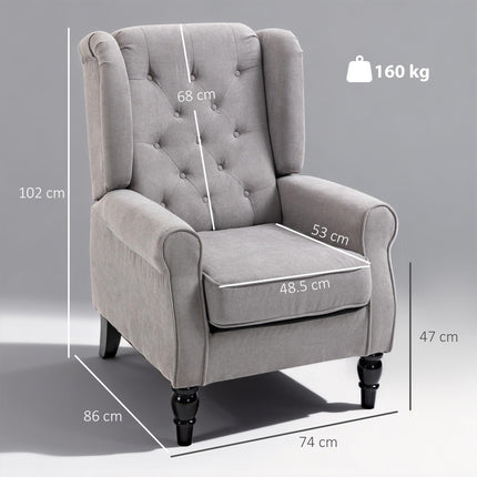 Retro Wingback Accent Chair with Button Tufting - Grey