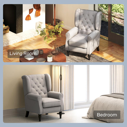 Retro Wingback Accent Chair with Button Tufting - Grey