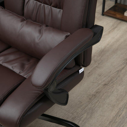 6-Point PU Leather Reclining Massage Office Chair with Footrest & Remote - Brown
