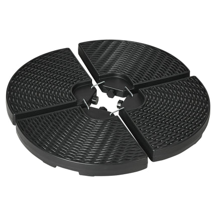 4PC Parasol Bases Water & Sand Filled Patio Umbrella Weights with Handles - Black