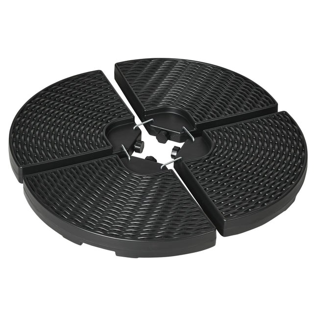 4PC Parasol Bases Water & Sand Filled Patio Umbrella Weights with Handles - Black