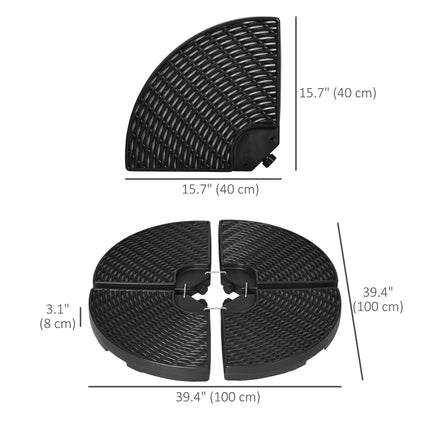 4PC Parasol Bases Water & Sand Filled Patio Umbrella Weights with Handles - Black
