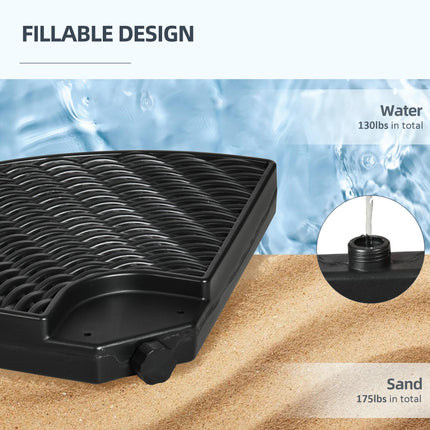 4PC Parasol Bases Water & Sand Filled Patio Umbrella Weights with Handles - Black
