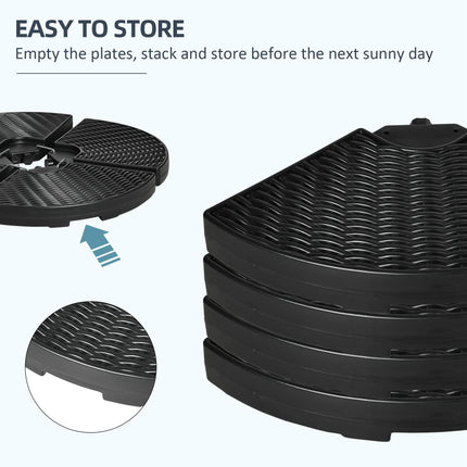 4PC Parasol Bases Water & Sand Filled Patio Umbrella Weights with Handles - Black