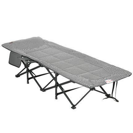 Foldable Padded Sun Lounger with Cup Holder and Carry Bag - Black