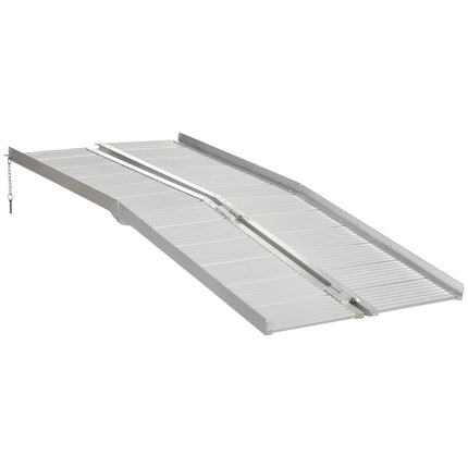 Textured Aluminum Folding Wheelchair Ramp 183x72 cm Portable Threshold Ramp for Scooter Steps - Silver
