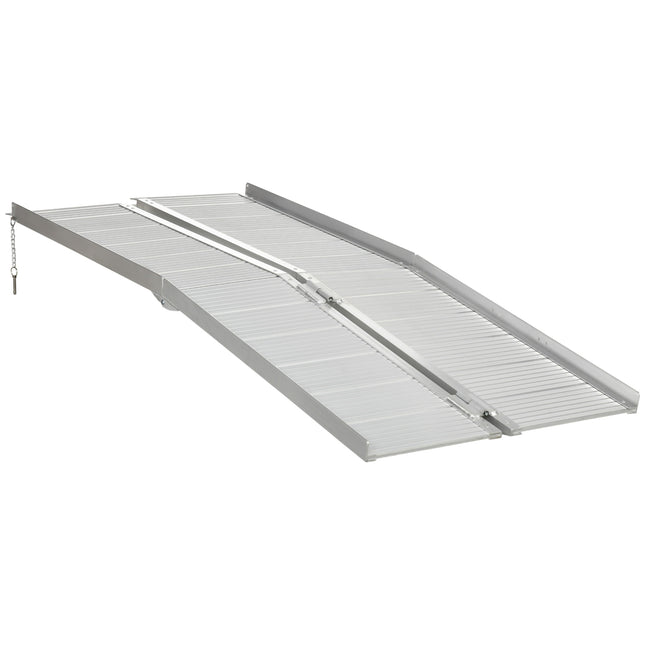Textured Aluminum Folding Wheelchair Ramp 183x72 cm Portable Threshold Ramp for Scooter Steps - Silver