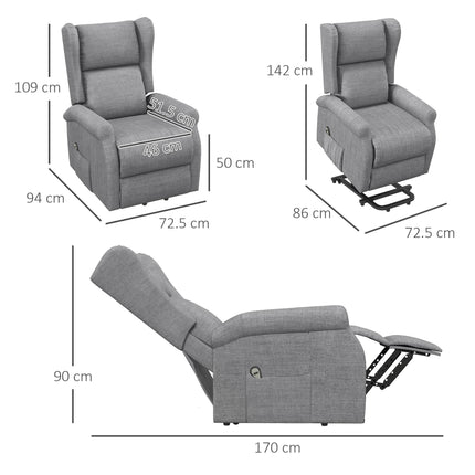 Power Lift Riser Recliner Chair with Remote Control for Elderly - Grey