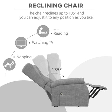 Power Lift Riser Recliner Chair with Remote Control for Elderly - Grey