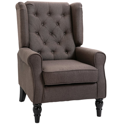 Retro Wingback Accent Chair with Padded Seat - Brown