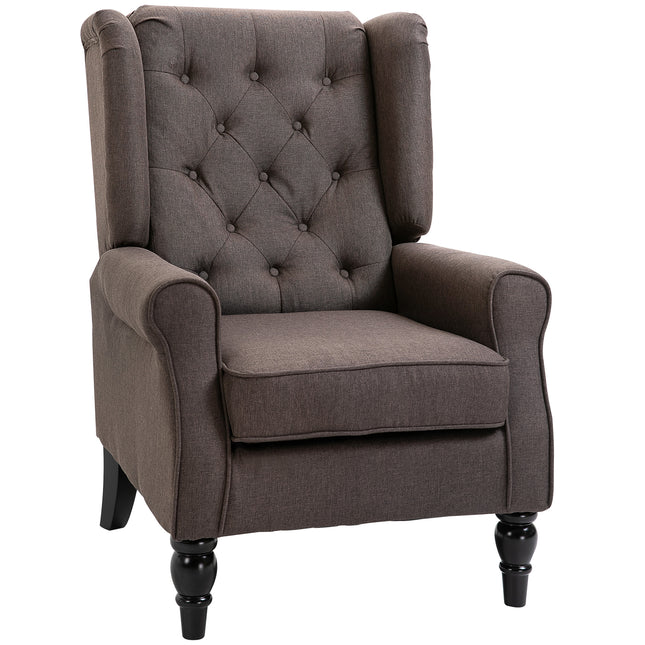 Retro Wingback Accent Chair with Padded Seat - Brown