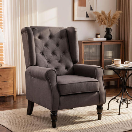 Retro Wingback Accent Chair with Padded Seat - Brown