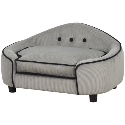 Pet Sofa Dog Bed Couch with Removable Sponge Cushion 66.5x45x35.5 cm - Grey