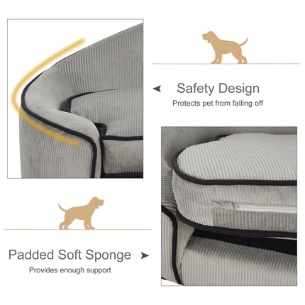 Pet Sofa Dog Bed Couch with Removable Sponge Cushion 66.5x45x35.5 cm - Grey