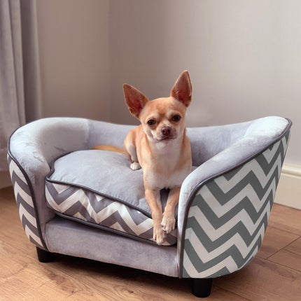 Dog Sofa for XS Dogs with Removable Sponge Cushion - Grey