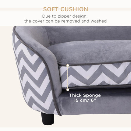 Dog Sofa for XS Dogs with Removable Sponge Cushion - Grey