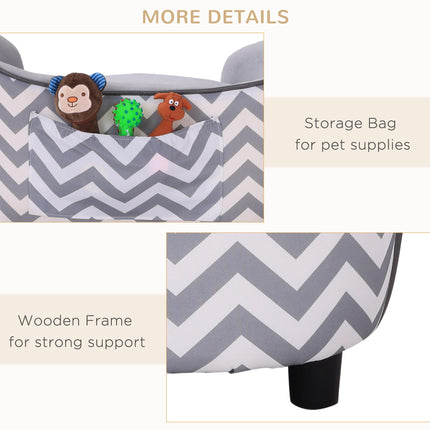 Dog Sofa for XS Dogs with Removable Sponge Cushion - Grey