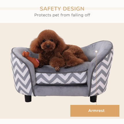 Dog Sofa for XS Dogs with Removable Sponge Cushion - Grey