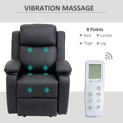 Power Lift Recliner Chair with Massage and Remote Control - Black Faux Leather