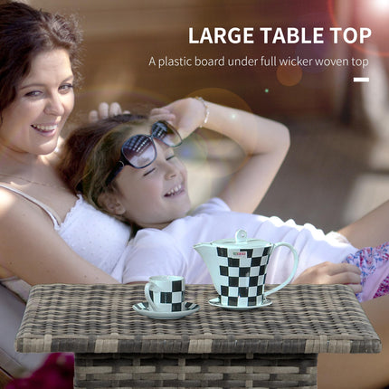 Rattan Side Table with Steel Frame and Plastic Top - Mixed Grey
