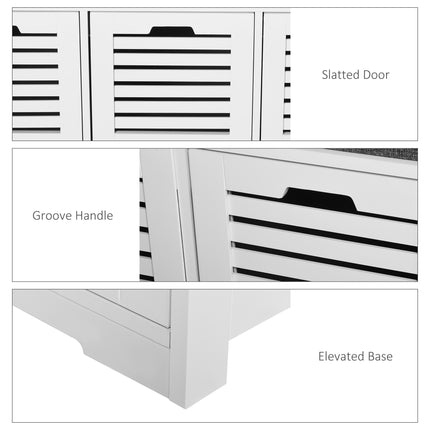White Storage Bench with 3 Drawers and Removable Grey Cushion - White
