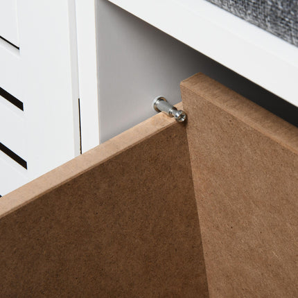 White Storage Bench with 3 Drawers and Removable Grey Cushion - White