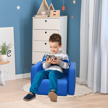 2 In 1 Toddler Sofa Chair and Table with Cushioned Seat - Blue