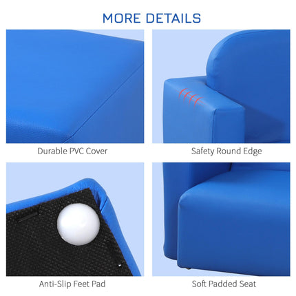 2 In 1 Toddler Sofa Chair and Table with Cushioned Seat - Blue