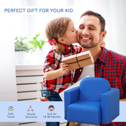 2 In 1 Toddler Sofa Chair and Table with Cushioned Seat - Blue