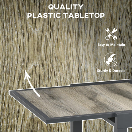 6 Seater Extending Garden Table with Aluminium Frame and Wood Effect Top - Beige
