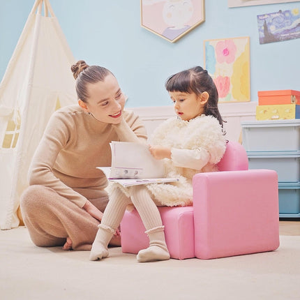 2 In 1 Toddler Sofa Chair and Table with Soft Cushioning - Pink