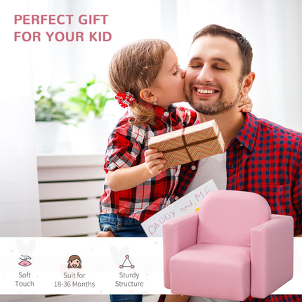 2 In 1 Toddler Sofa Chair and Table with Soft Cushioning - Pink