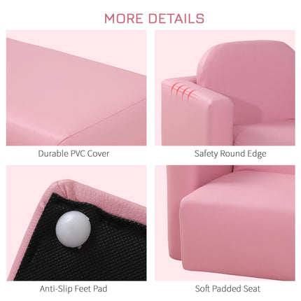 2 In 1 Toddler Sofa Chair and Table with Soft Cushioning - Pink