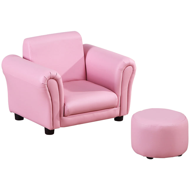 Toddler Armchair and Footstool 2-Piece Set for 18-36 Months - Pink