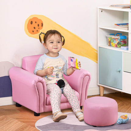 Toddler Armchair and Footstool 2-Piece Set for 18-36 Months - Pink