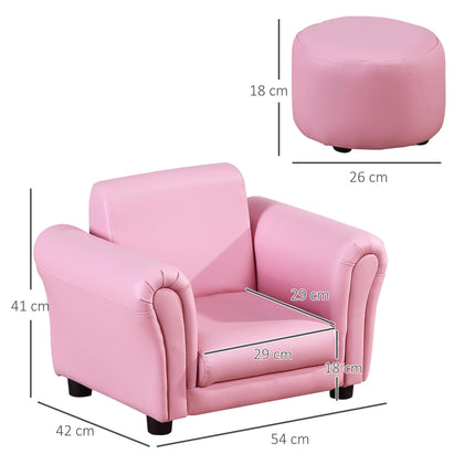 Toddler Armchair and Footstool 2-Piece Set for 18-36 Months - Pink