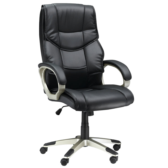 High Back Swivel Office Desk Chair with Adjustable Height and Rocking Function - Black